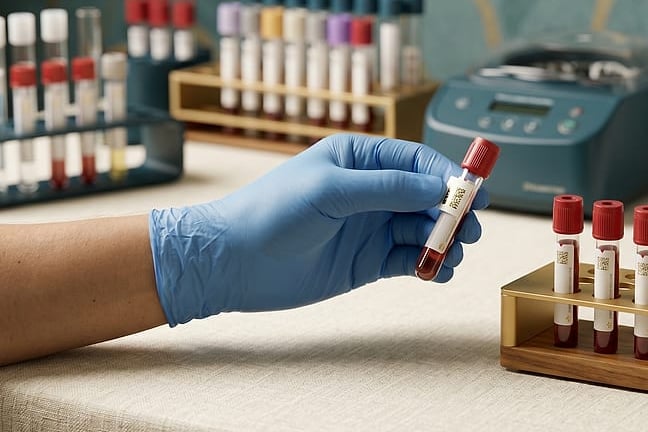 A blood sample being prepared for laboratory testing
