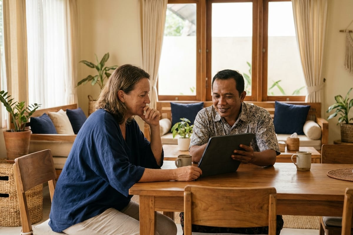 A Bali Doc coordinator showing clear treatment prices on a tablet